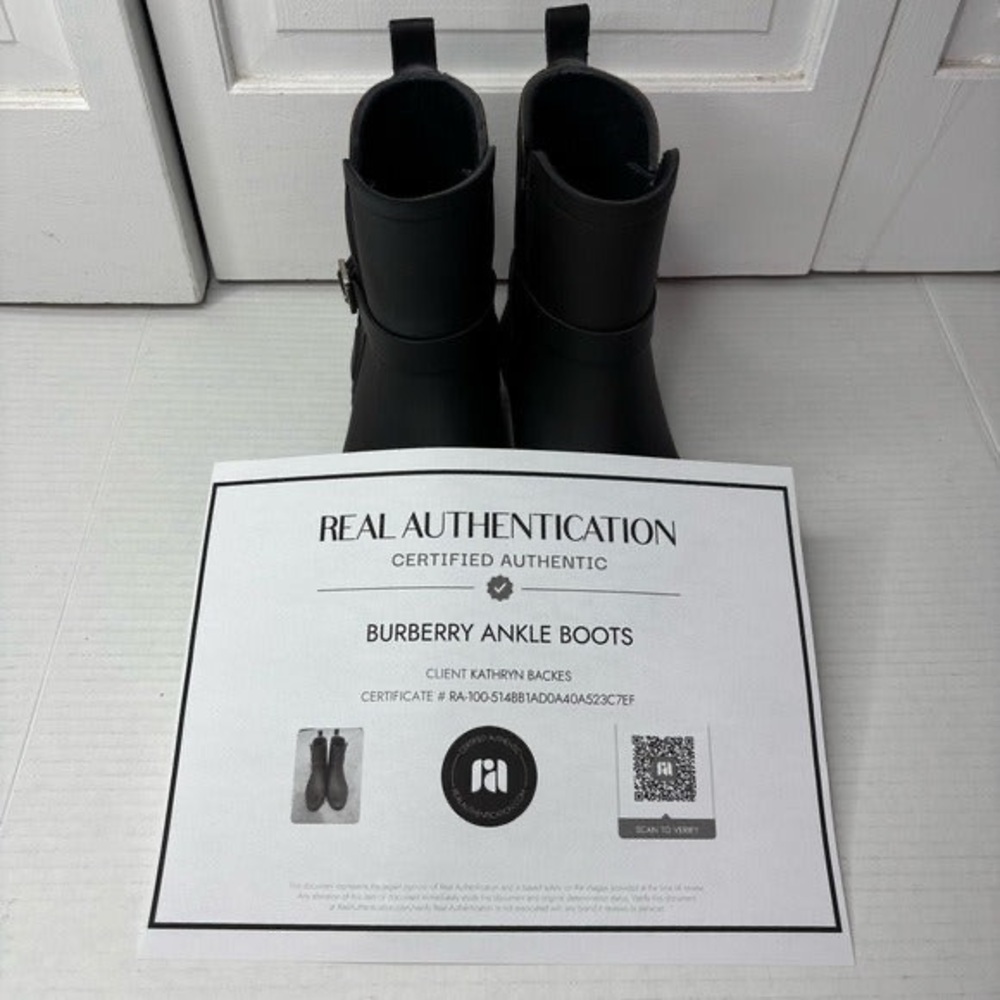 New BURBERRY Riddlestone Wrap Rain Booties Size 5 - Picture 7 of 7